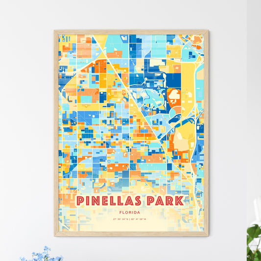 Colorful PINELLAS PARK FLORIDA Fine Art Map Blue Orange