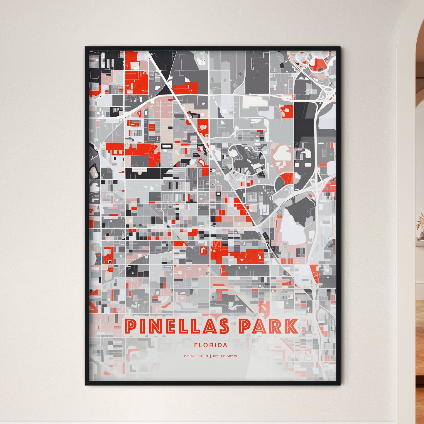 Colorful PINELLAS PARK FLORIDA Fine Art Map Modern