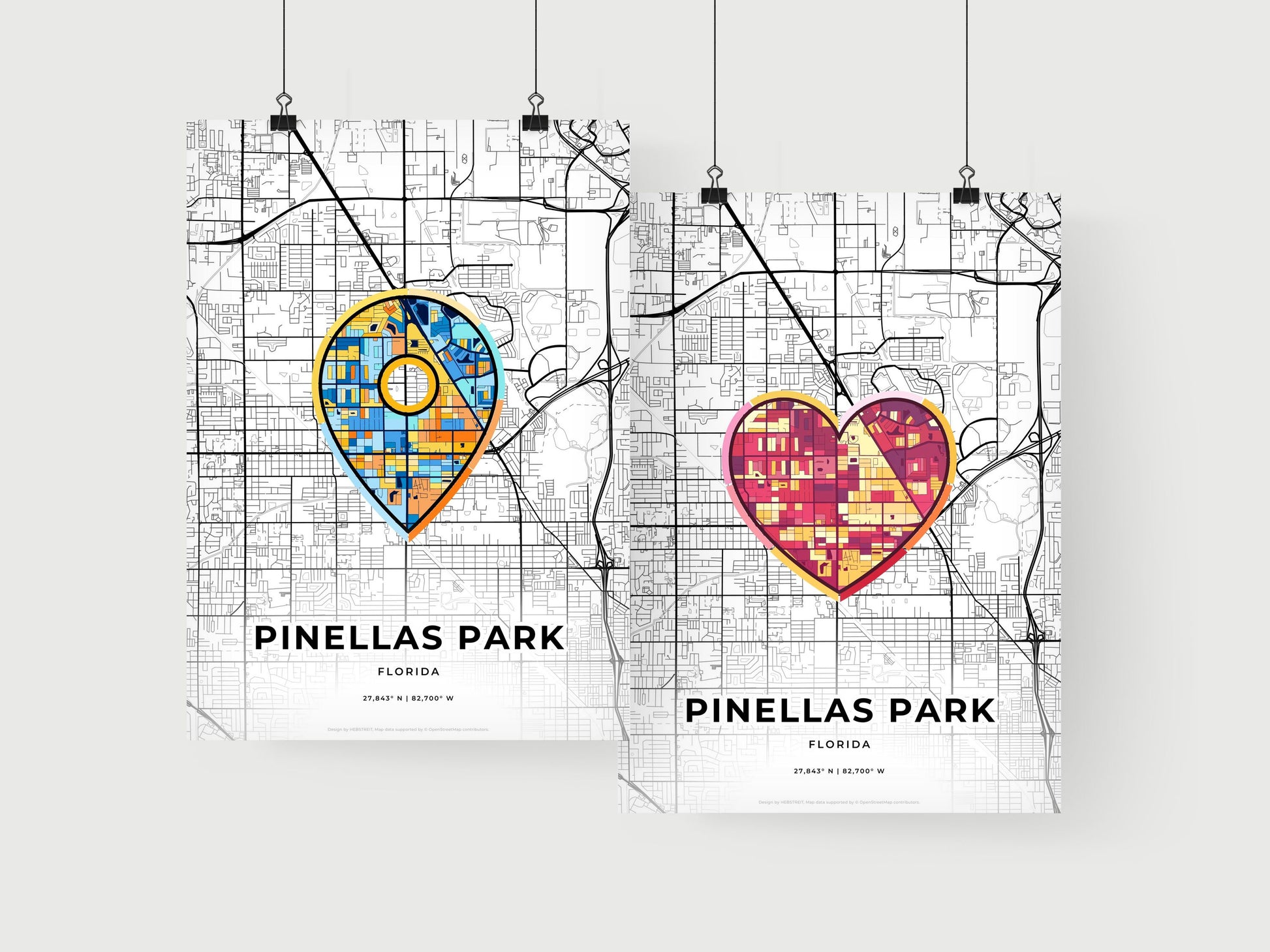 PINELLAS PARK FLORIDA minimal art map with a colorful icon.