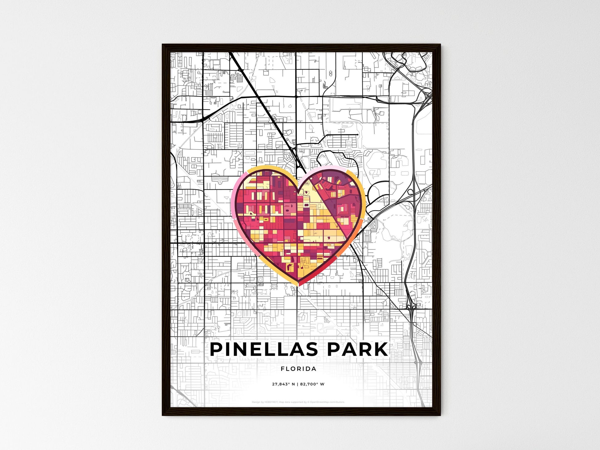 PINELLAS PARK FLORIDA minimal art map with a colorful icon. Style 2