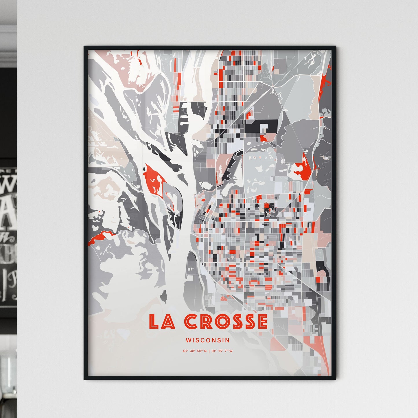 Colorful LA CROSSE WISCONSIN Fine Art Map Modern