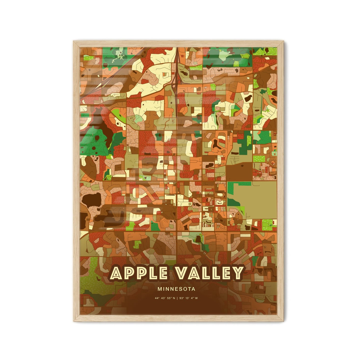 Colorful APPLE VALLEY MINNESOTA Fine Art Map Farmhouse