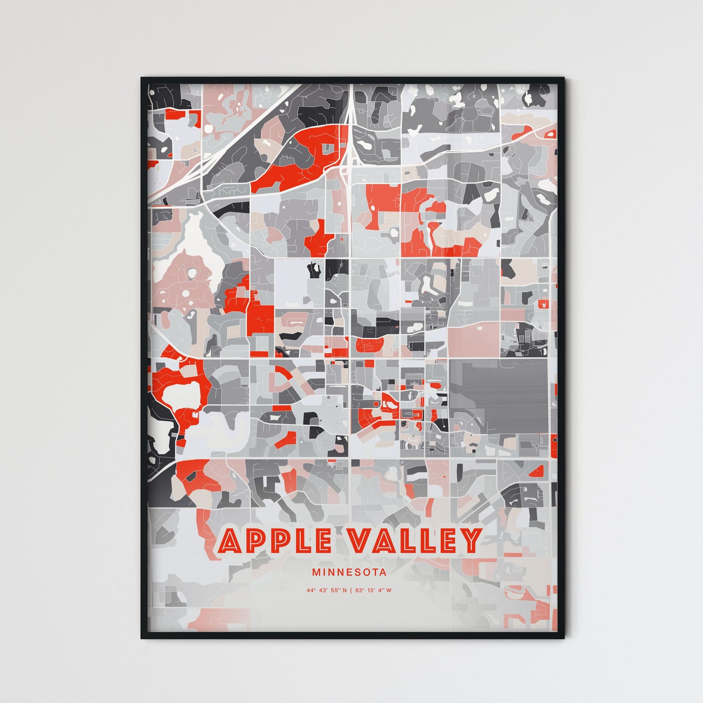 Colorful APPLE VALLEY MINNESOTA Fine Art Map Modern