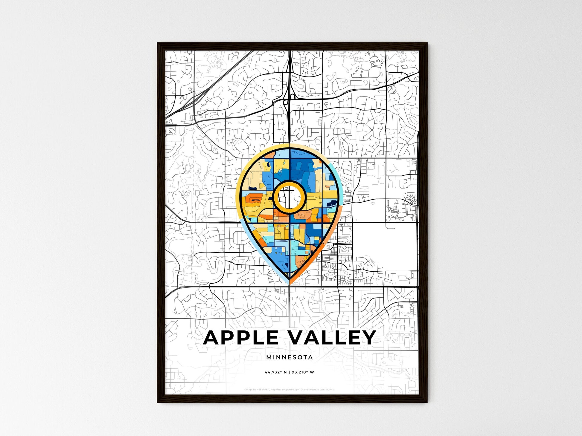 APPLE VALLEY MINNESOTA minimal art map with a colorful icon. Where it all began, Couple map gift. Style 1