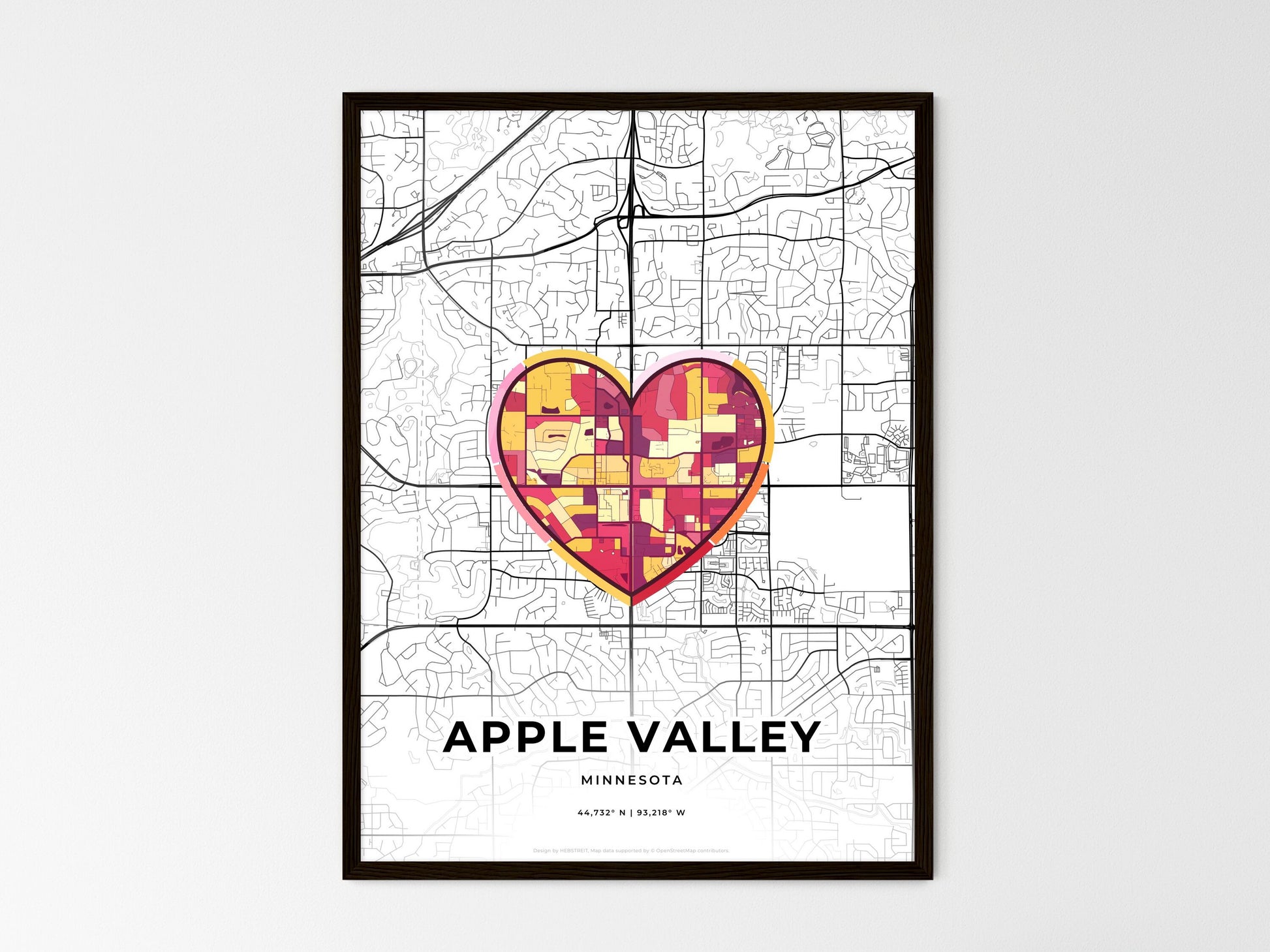 APPLE VALLEY MINNESOTA minimal art map with a colorful icon. Where it all began, Couple map gift. Style 2