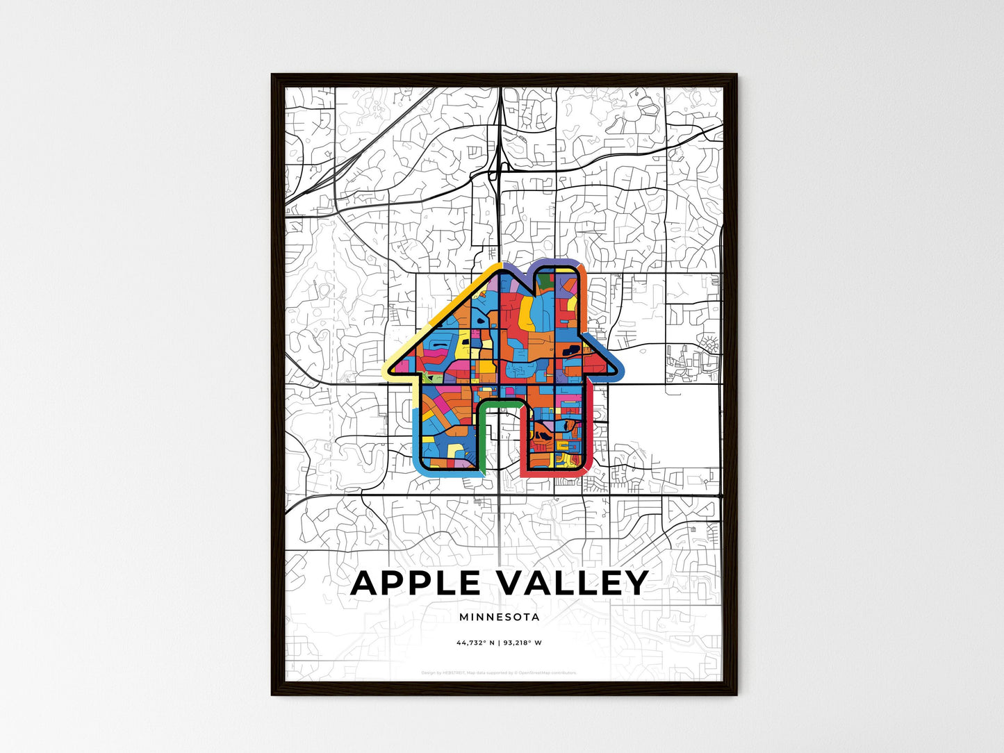 APPLE VALLEY MINNESOTA minimal art map with a colorful icon. Where it all began, Couple map gift. Style 3
