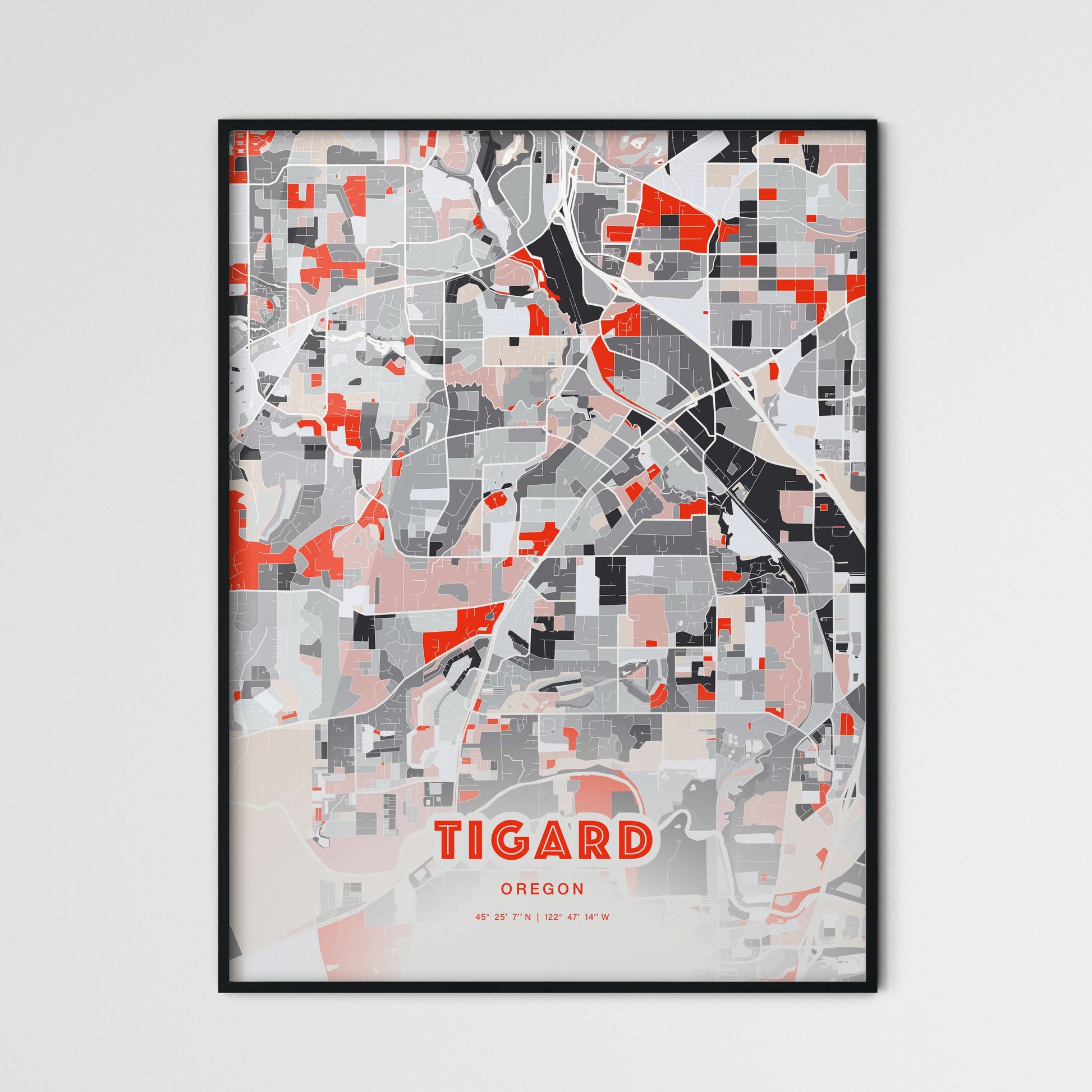 Colorful TIGARD OREGON Fine Art Map Modern