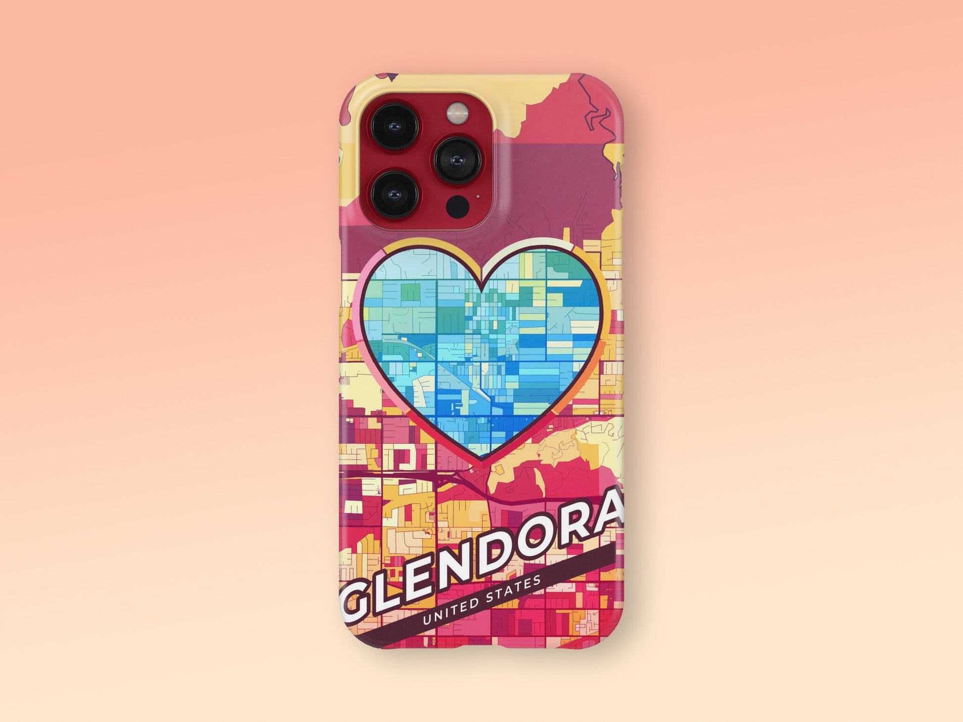 Glendora California slim phone case with colorful icon. Birthday, wedding or housewarming gift. Couple match cases. 2