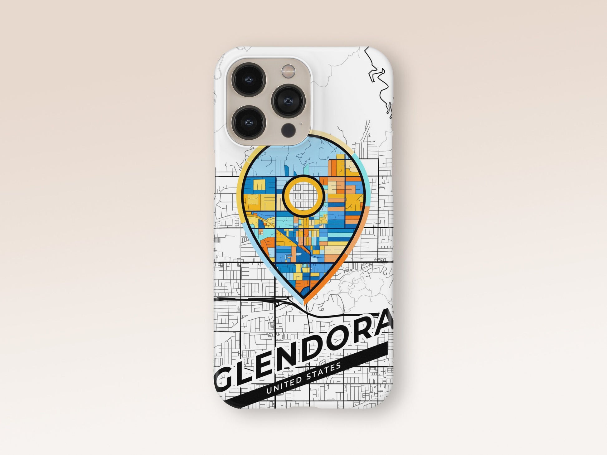 Glendora California slim phone case with colorful icon. Birthday, wedding or housewarming gift. Couple match cases. 1
