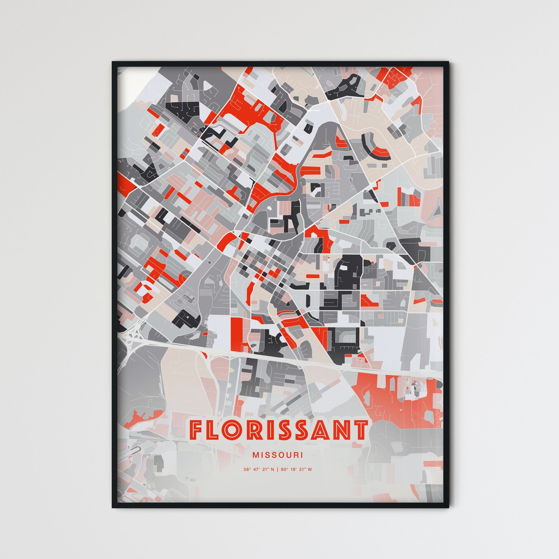 Colorful FLORISSANT MISSOURI Fine Art Map Modern