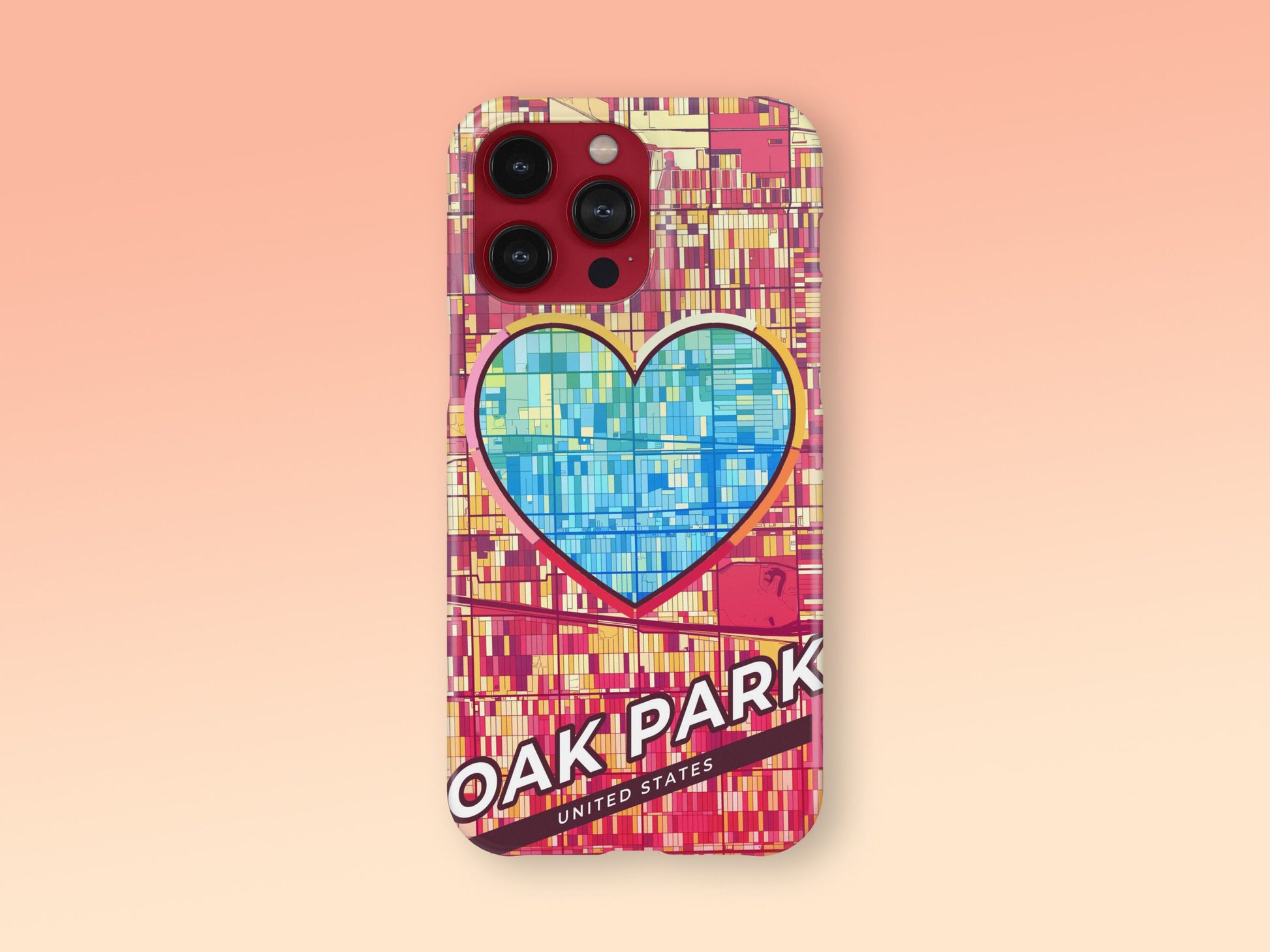 Oak Park Illinois slim phone case with colorful icon. Birthday, wedding or housewarming gift. Couple match cases. 2