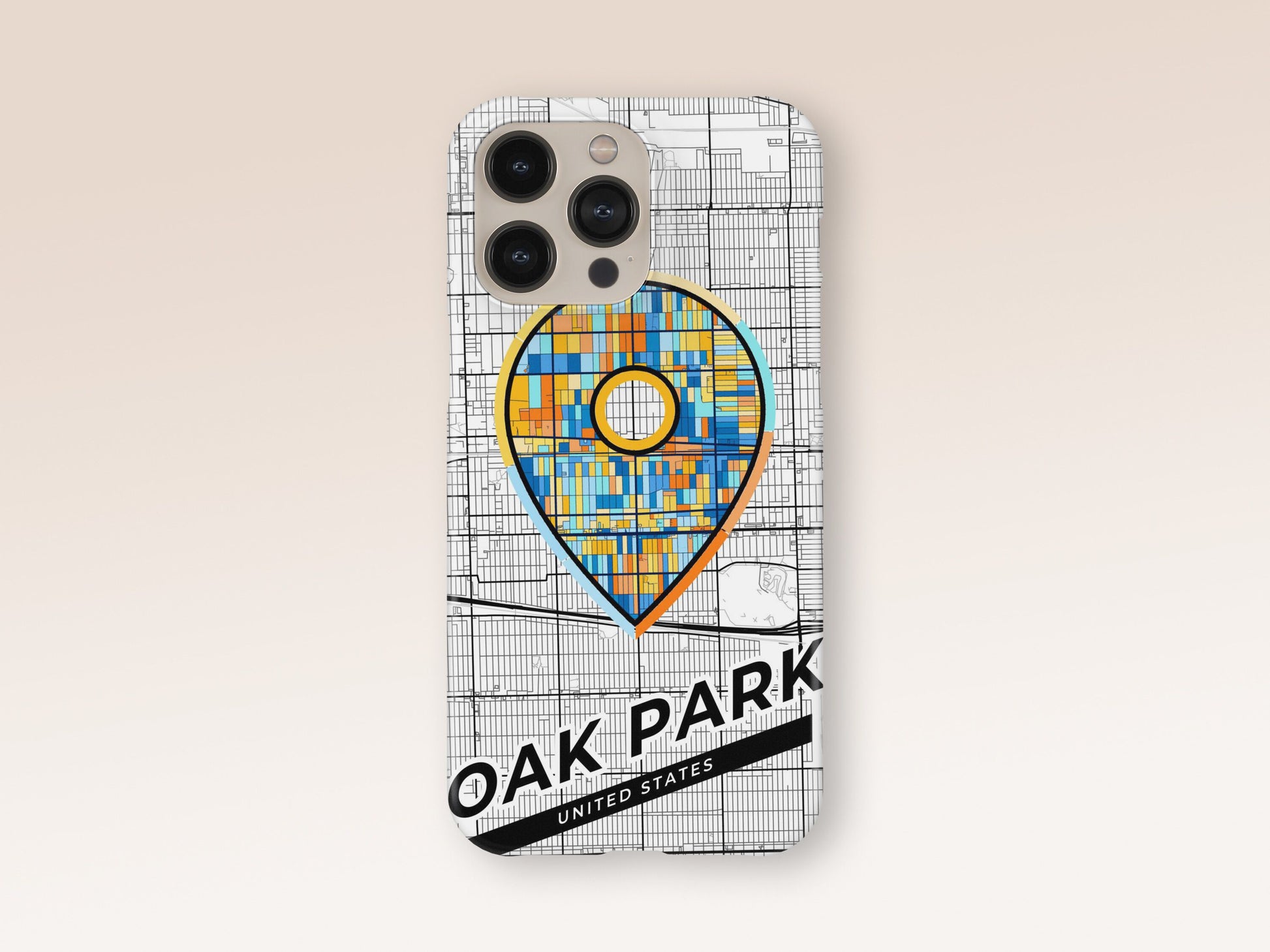 Oak Park Illinois slim phone case with colorful icon. Birthday, wedding or housewarming gift. Couple match cases. 1