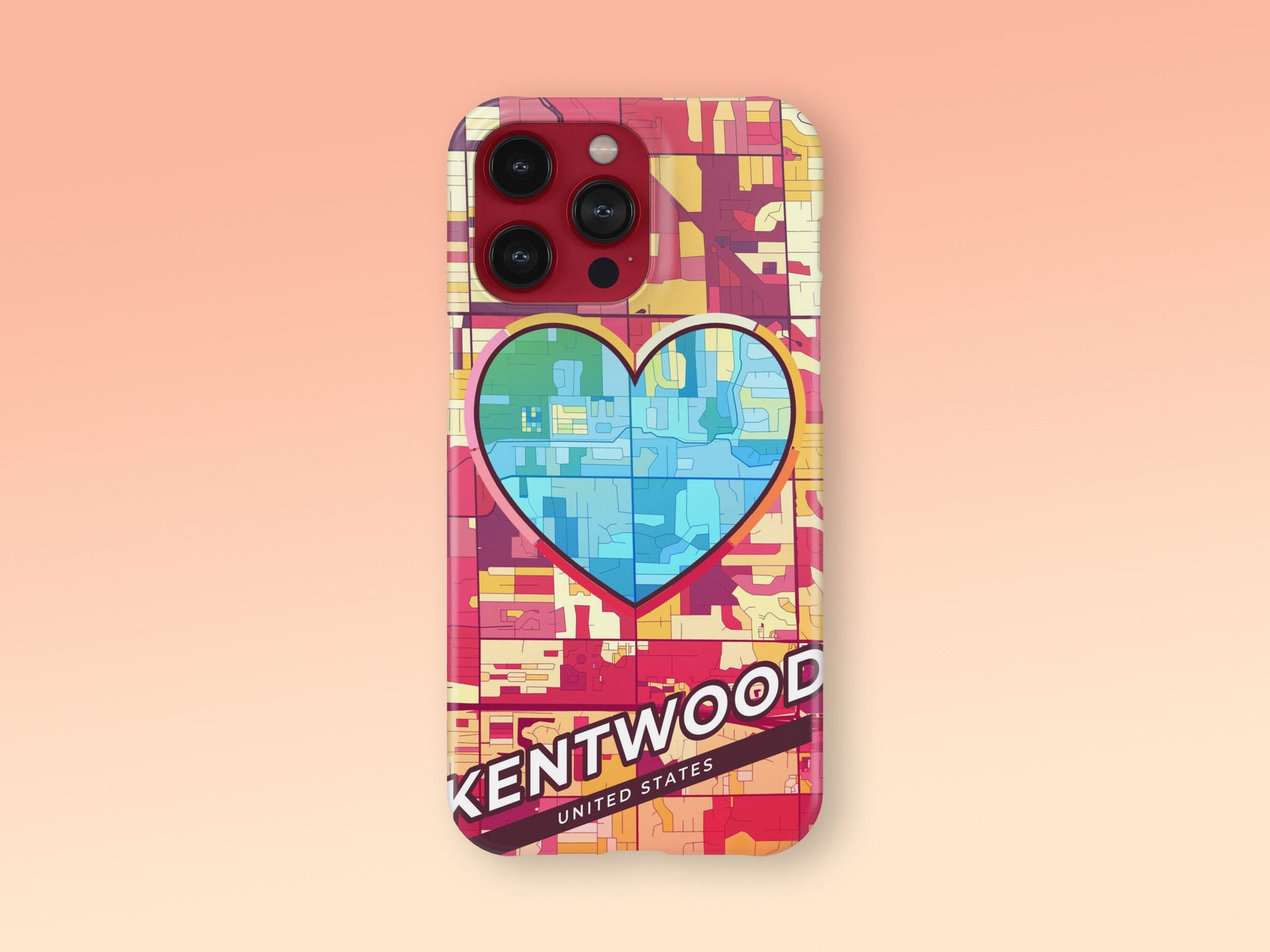Kentwood Michigan slim phone case with colorful icon. Birthday, wedding or housewarming gift. Couple match cases. 2