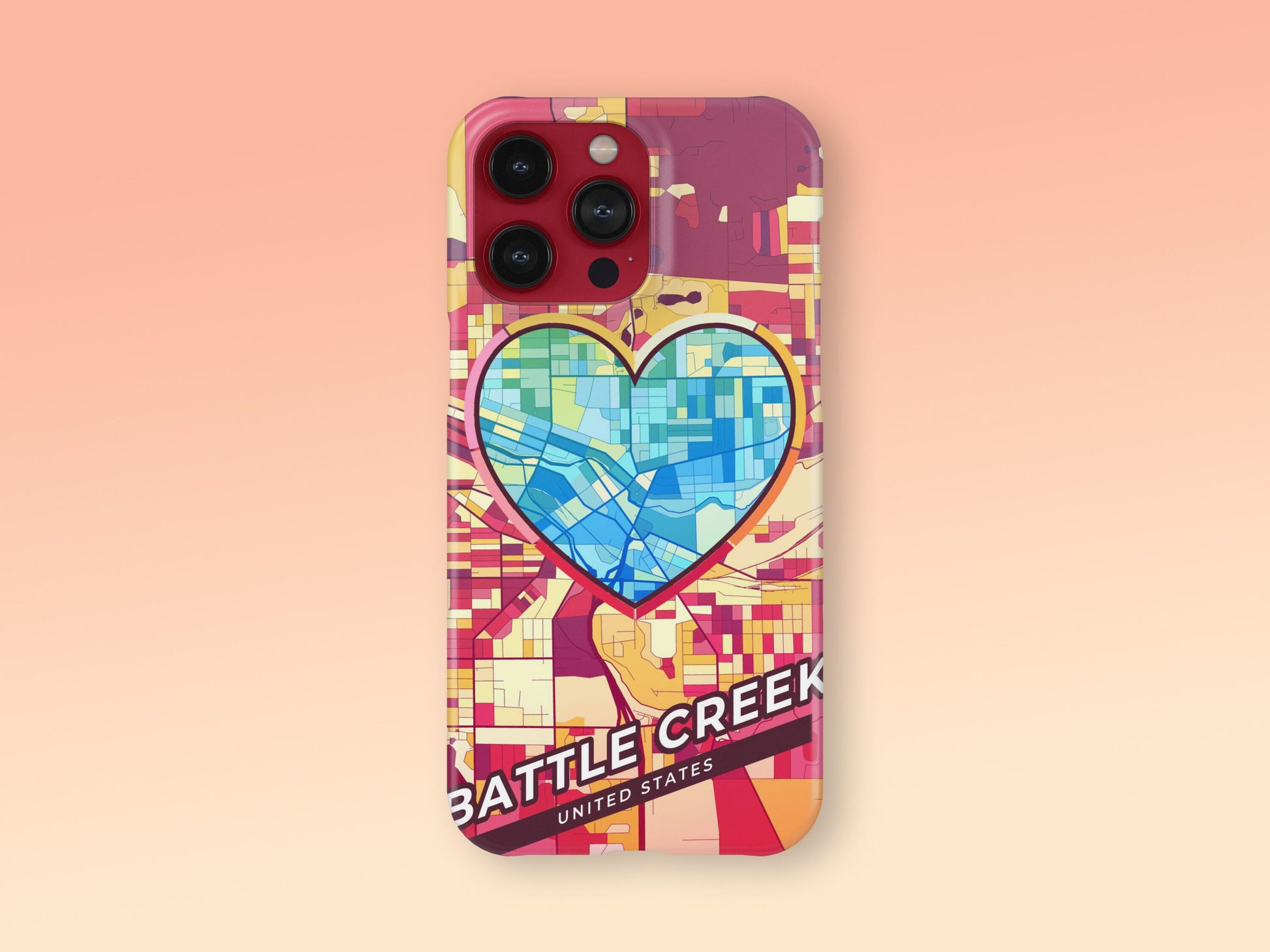Battle Creek Michigan slim phone case with colorful icon. Birthday, wedding or housewarming gift. Couple match cases. 2