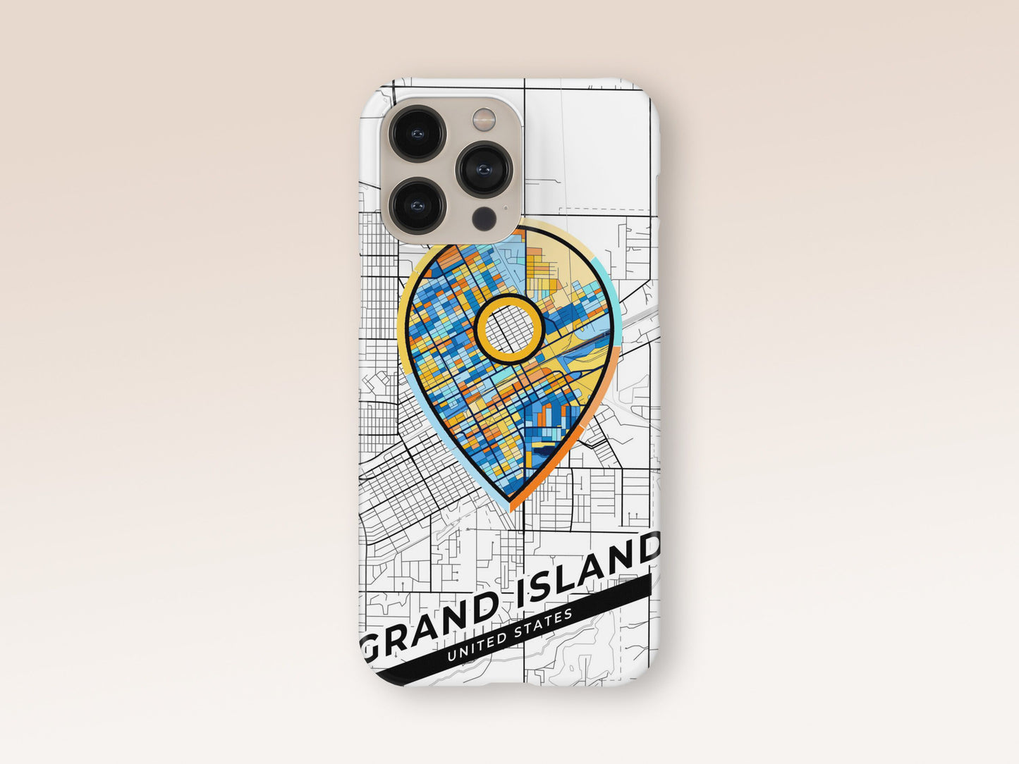 Grand Island Nebraska slim phone case with colorful icon. Birthday, wedding or housewarming gift. Couple match cases. 1