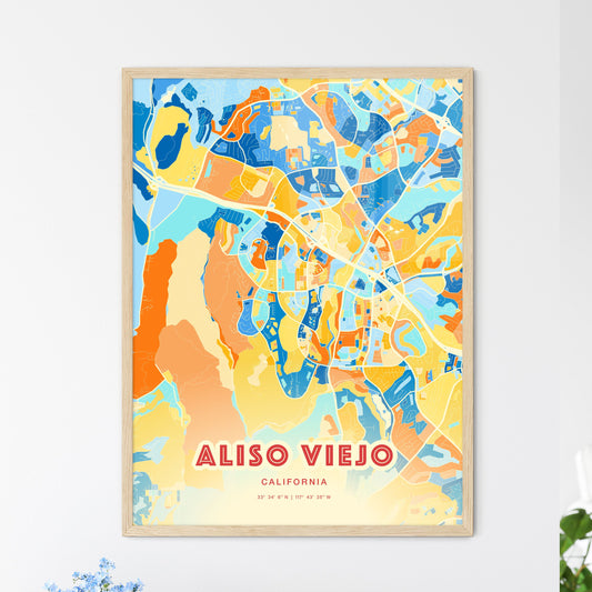 Colorful ALISO VIEJO CALIFORNIA Fine Art Map Blue Orange