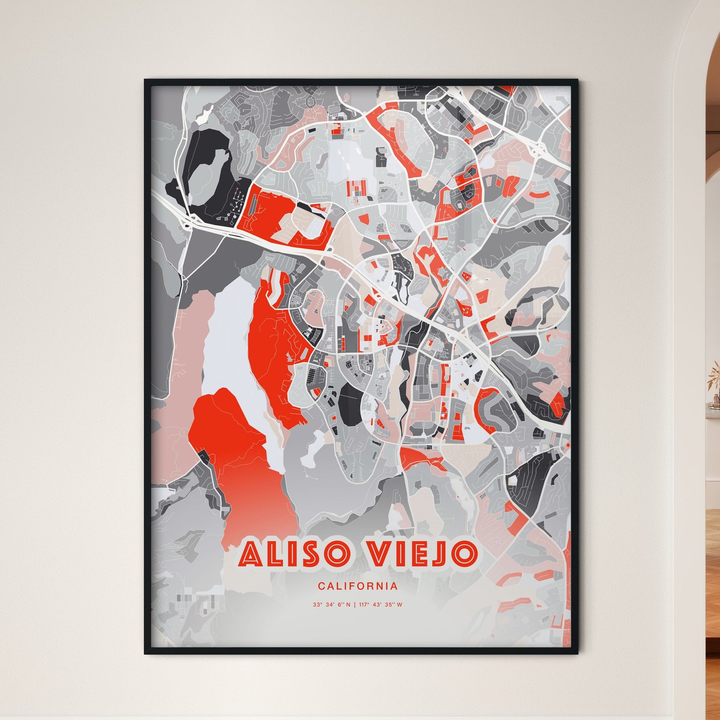 Colorful ALISO VIEJO CALIFORNIA Fine Art Map Modern