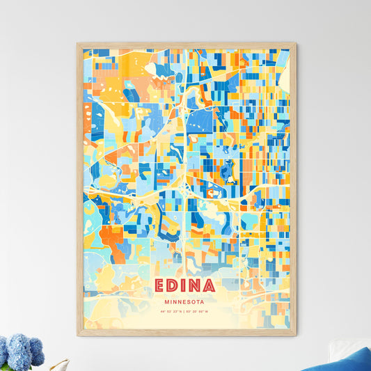 Colorful EDINA MINNESOTA Fine Art Map Blue Orange