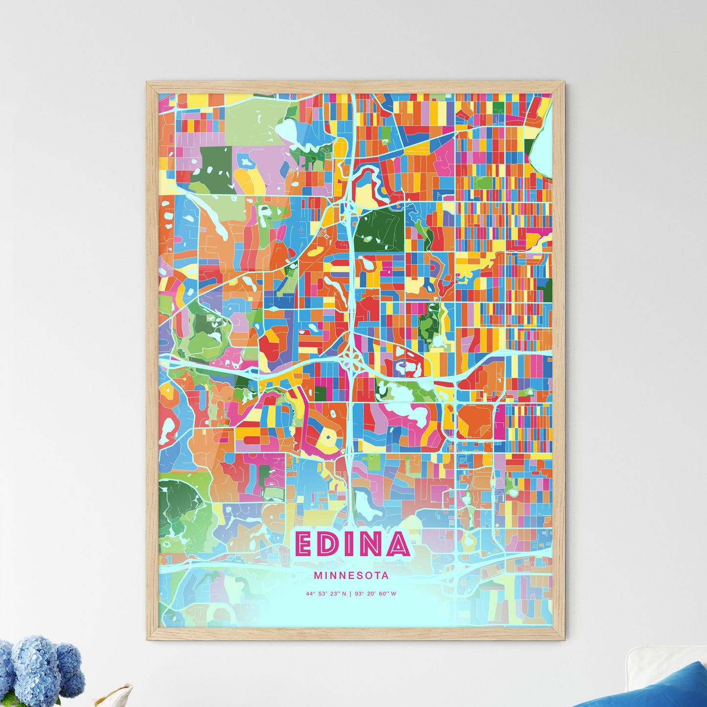 Colorful EDINA MINNESOTA Fine Art Map Crazy Colors