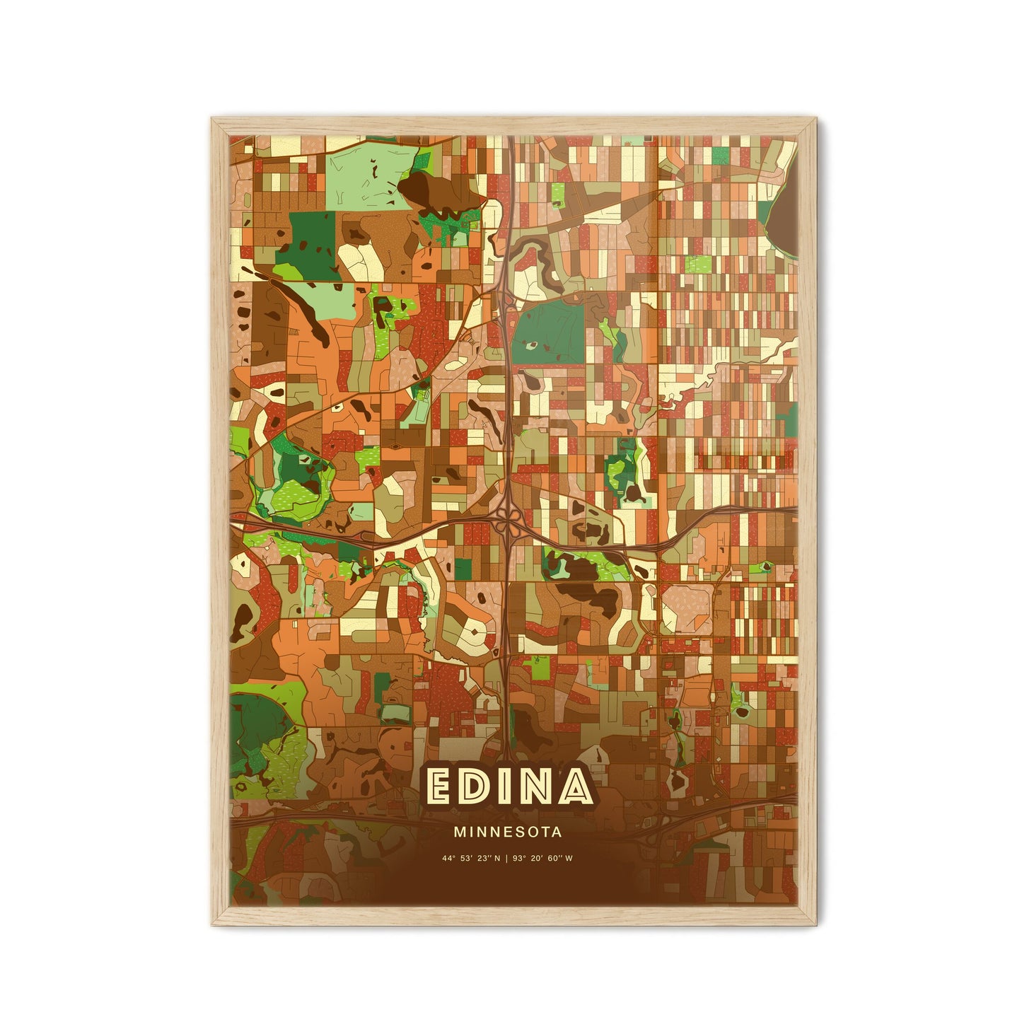 Colorful EDINA MINNESOTA Fine Art Map Farmhouse