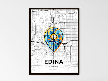 EDINA MINNESOTA minimal art map with a colorful icon. Where it all began, Couple map gift. Style 1