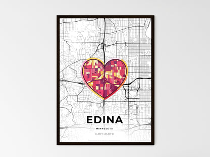 EDINA MINNESOTA minimal art map with a colorful icon. Where it all began, Couple map gift. Style 2