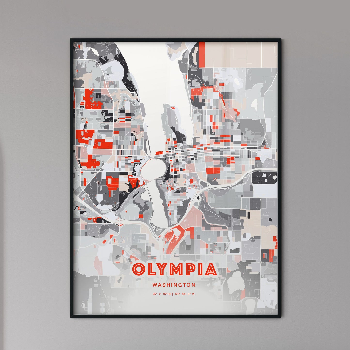 Colorful OLYMPIA WASHINGTON Fine Art Map Modern