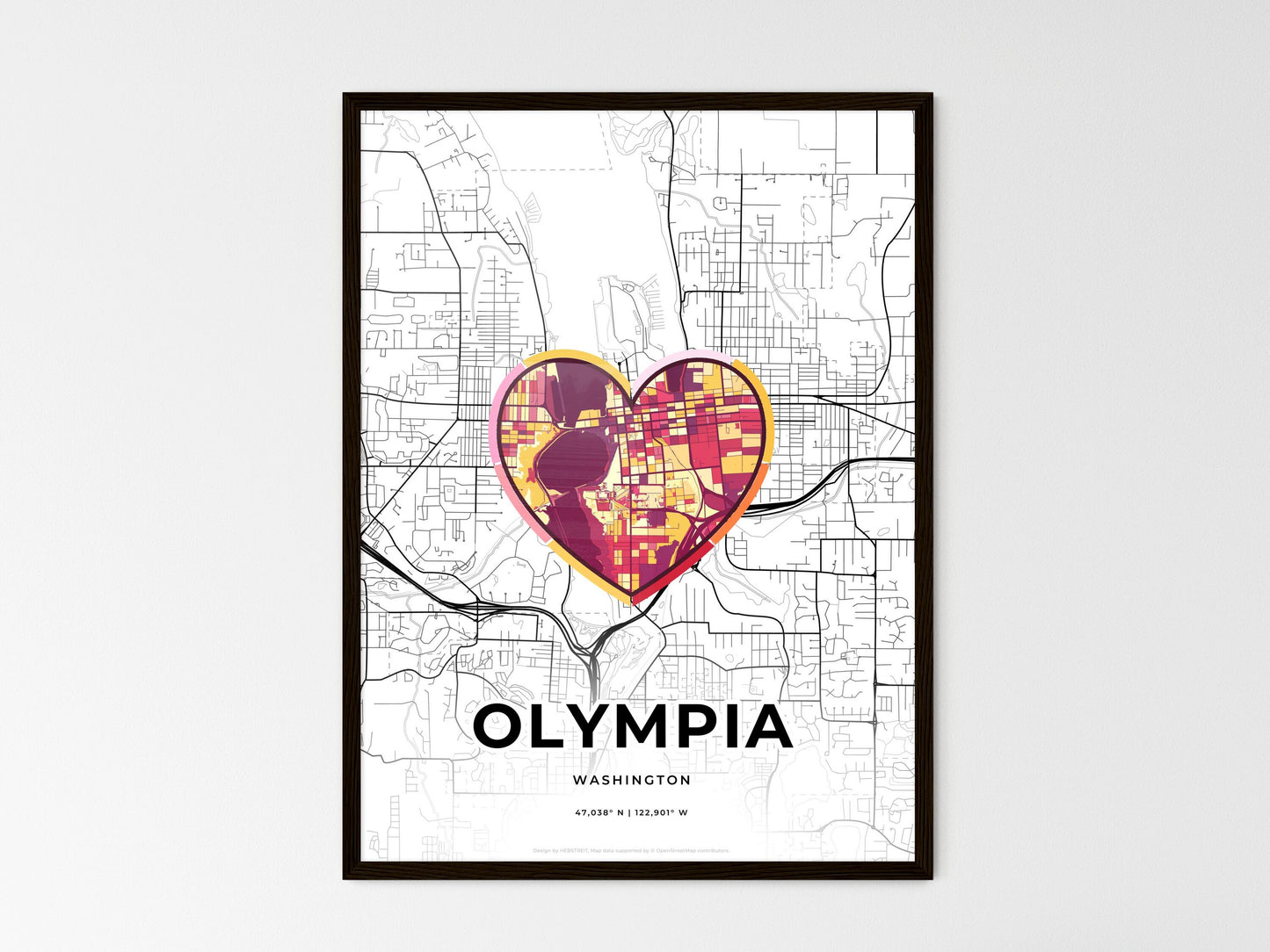 OLYMPIA WASHINGTON minimal art map with a colorful icon. Style 2