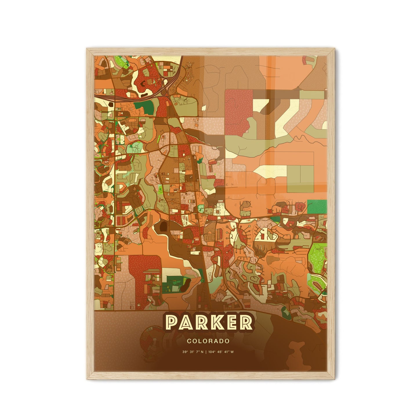 Colorful PARKER COLORADO Fine Art Map Farmhouse