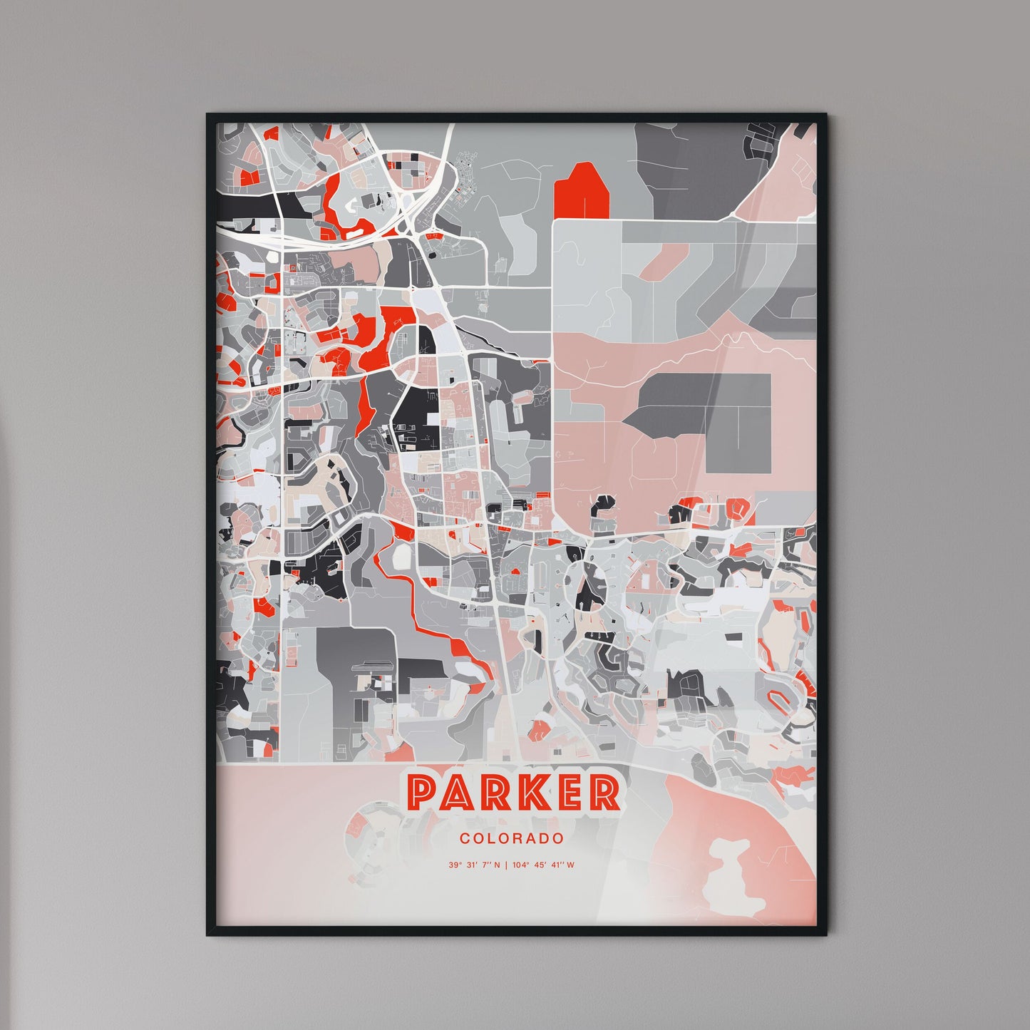 Colorful PARKER COLORADO Fine Art Map Modern