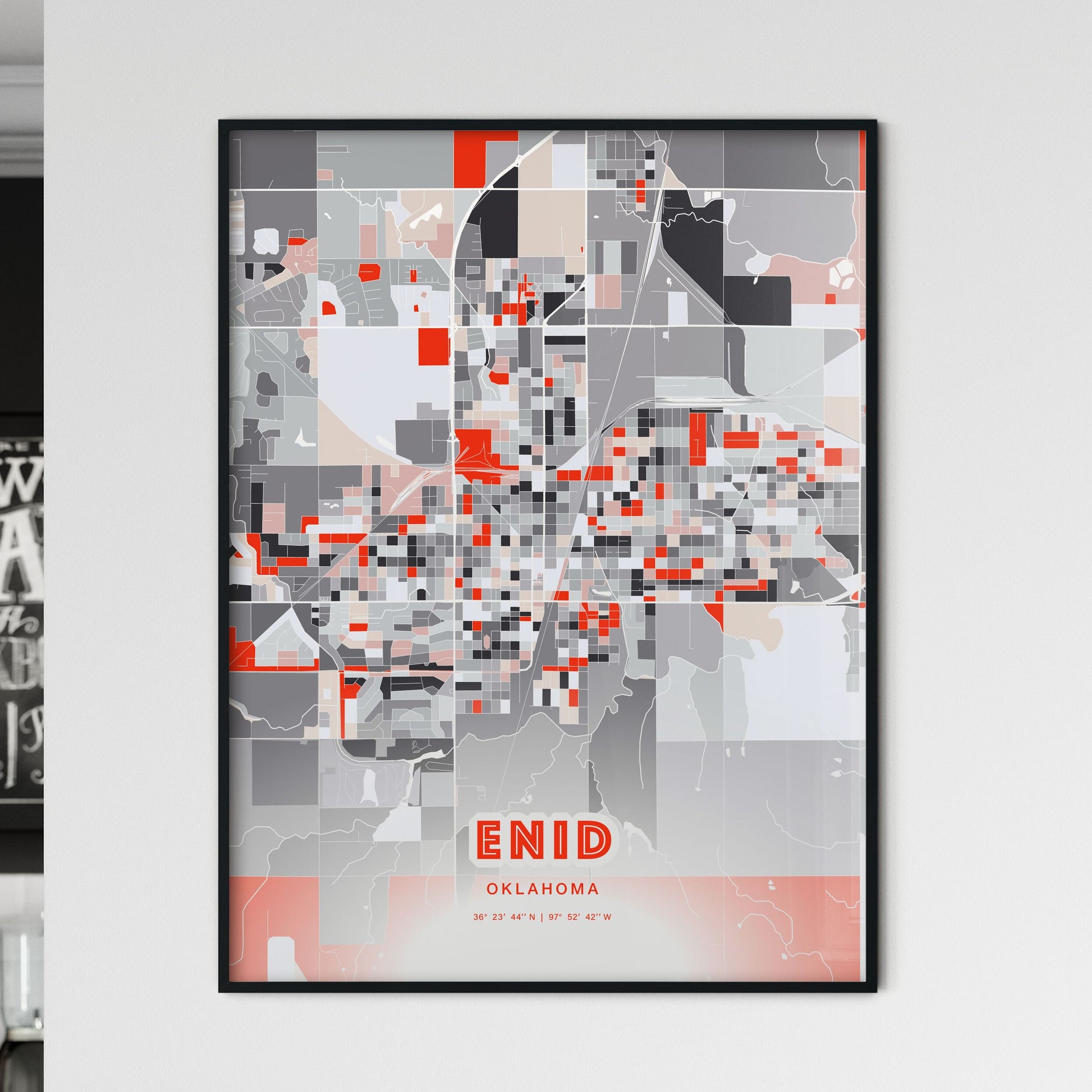 Colorful ENID OKLAHOMA Fine Art Map Modern