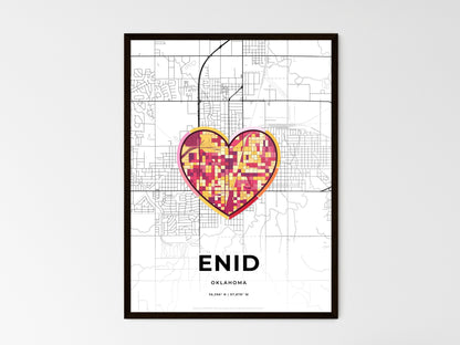ENID OKLAHOMA minimal art map with a colorful icon. Where it all began, Couple map gift. Style 2