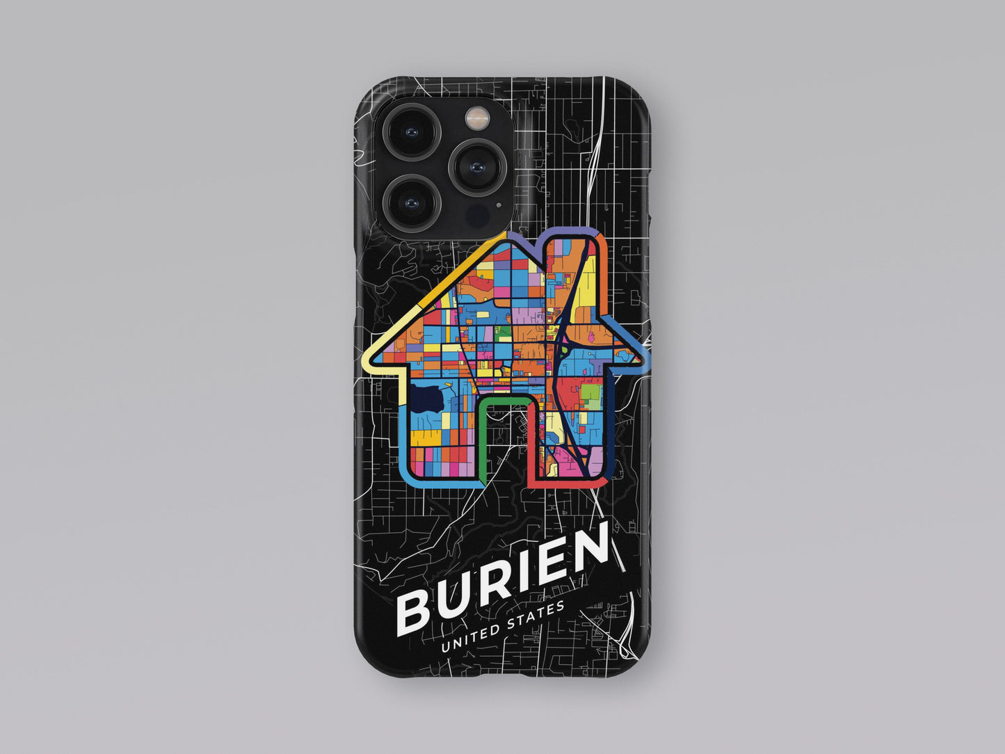 Burien Washington slim phone case with colorful icon. Birthday, wedding or housewarming gift. Couple match cases. 3