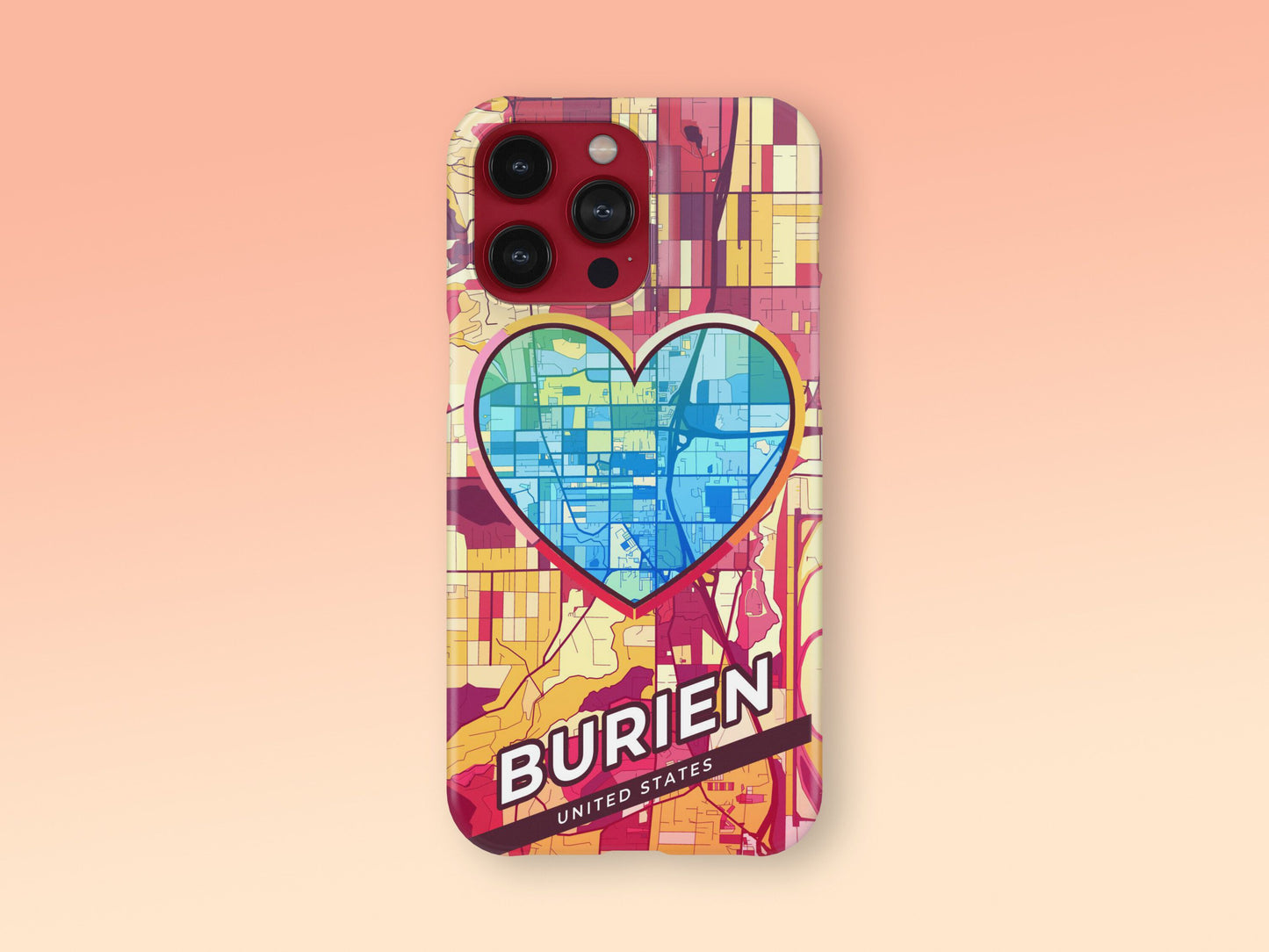Burien Washington slim phone case with colorful icon. Birthday, wedding or housewarming gift. Couple match cases. 2