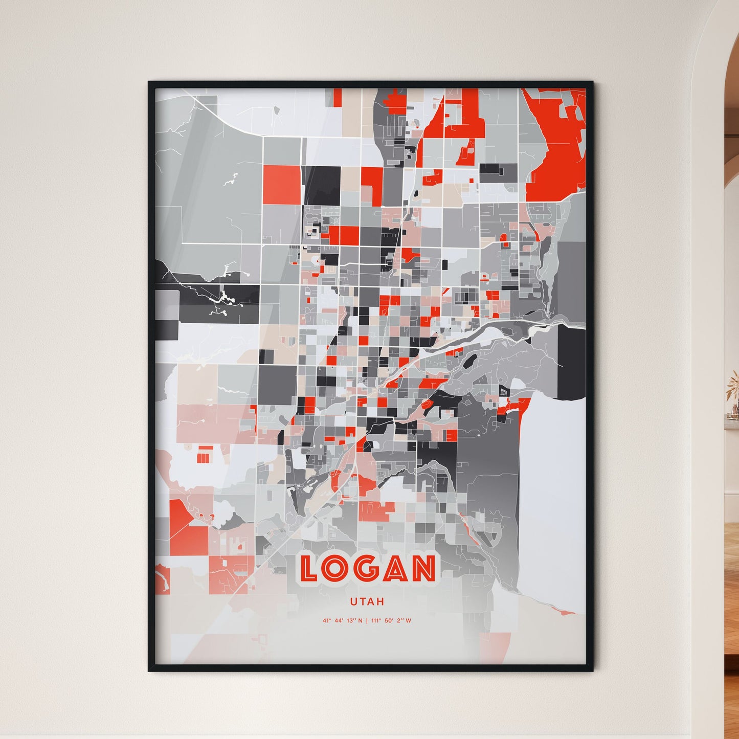 Colorful LOGAN UTAH Fine Art Map Modern