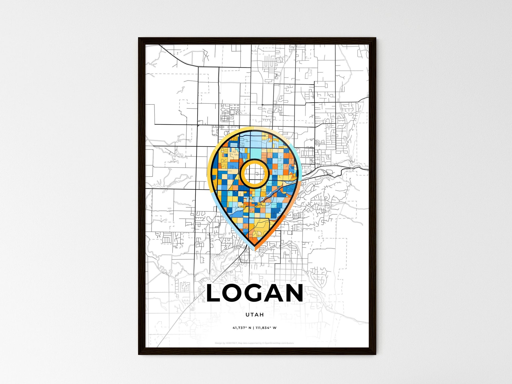 LOGAN UTAH minimal art map with a colorful icon. Where it all began, Couple map gift. Style 1