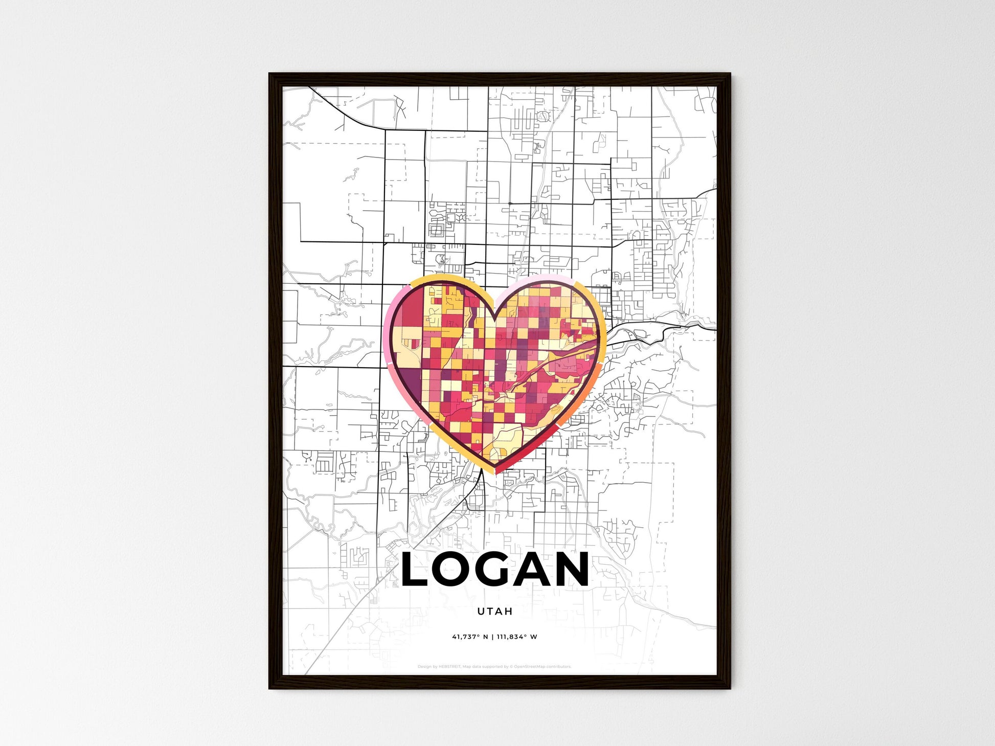 LOGAN UTAH minimal art map with a colorful icon. Where it all began, Couple map gift. Style 2