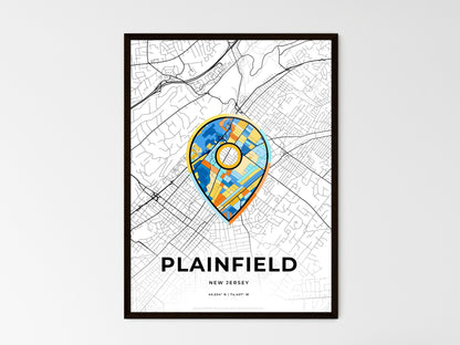 PLAINFIELD NEW JERSEY minimal art map with a colorful icon. Style 1