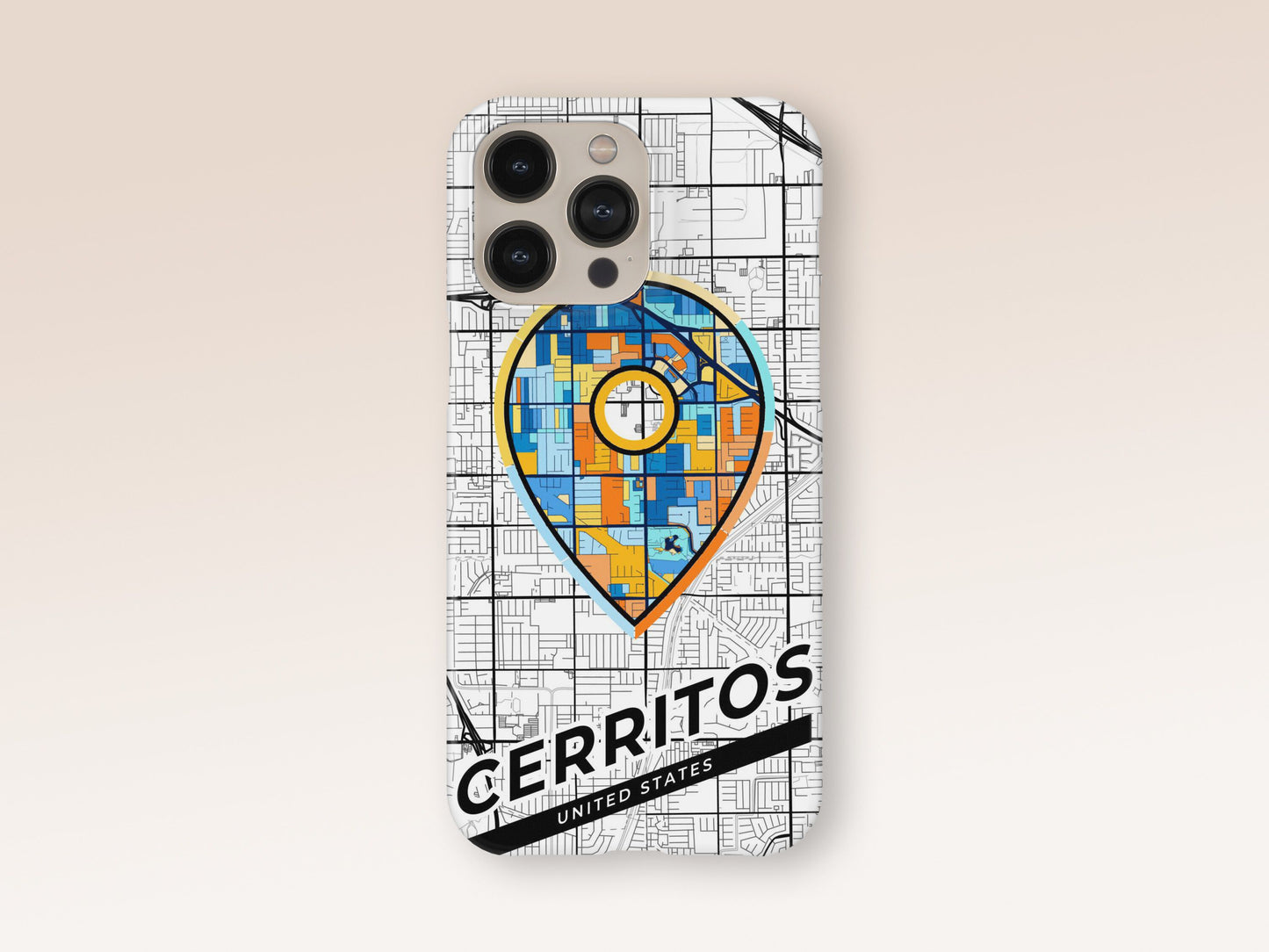 Cerritos California slim phone case with colorful icon. Birthday, wedding or housewarming gift. Couple match cases. 1