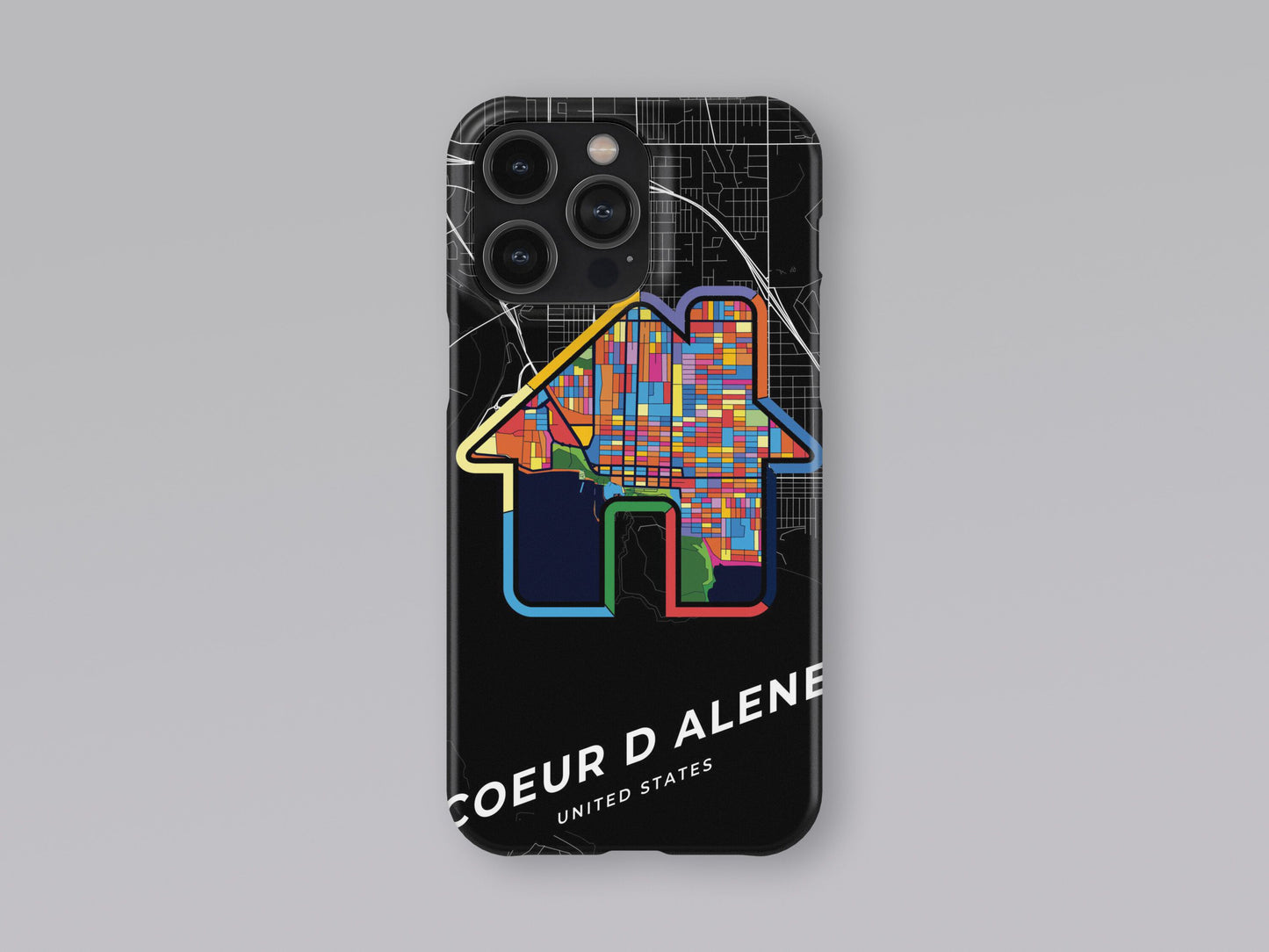 Coeur D Alene Idaho slim phone case with colorful icon. Birthday, wedding or housewarming gift. Couple match cases. 3