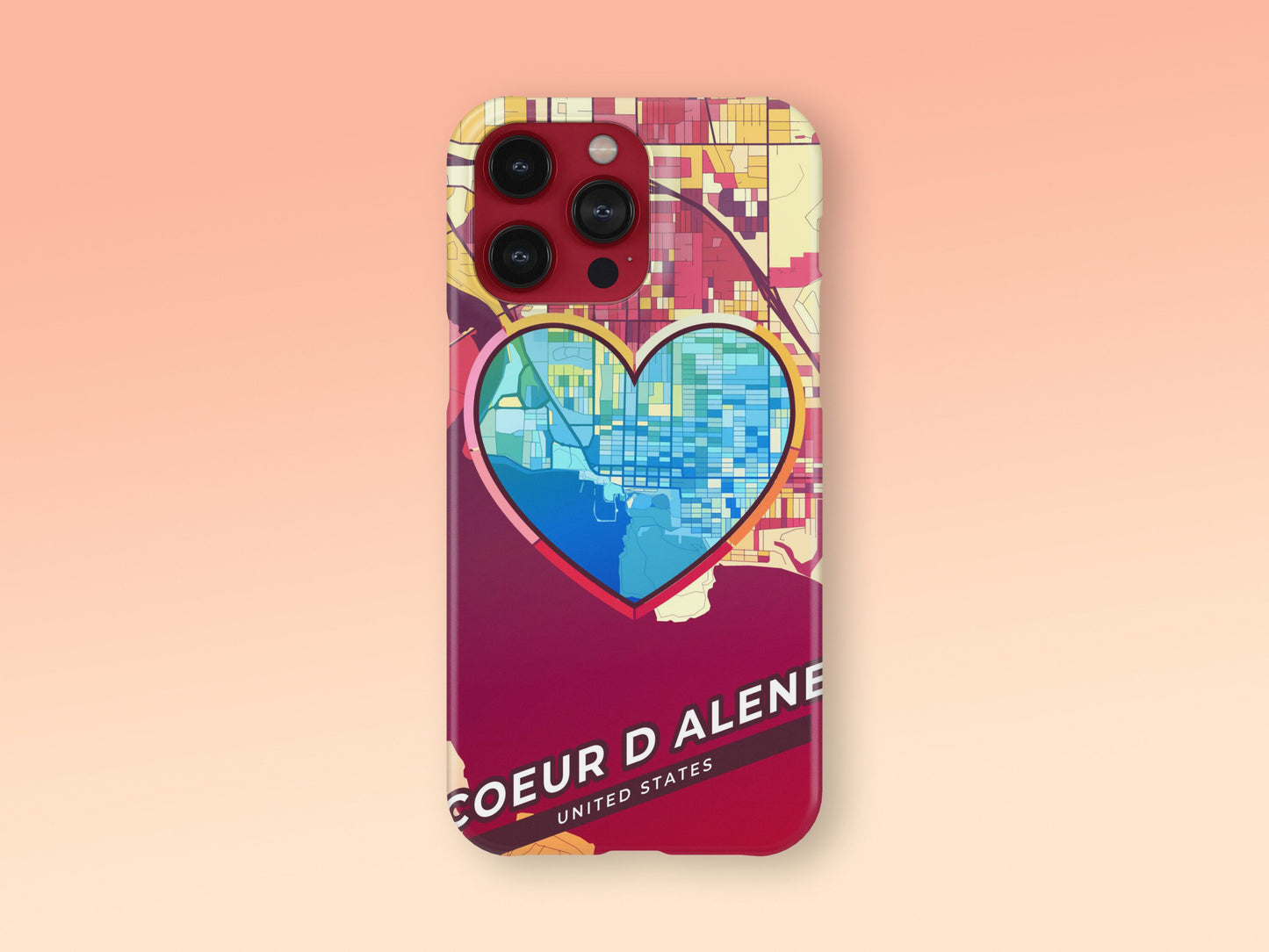 Coeur D Alene Idaho slim phone case with colorful icon. Birthday, wedding or housewarming gift. Couple match cases. 2