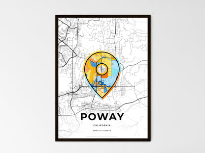 POWAY CALIFORNIA minimal art map with a colorful icon. Style 1