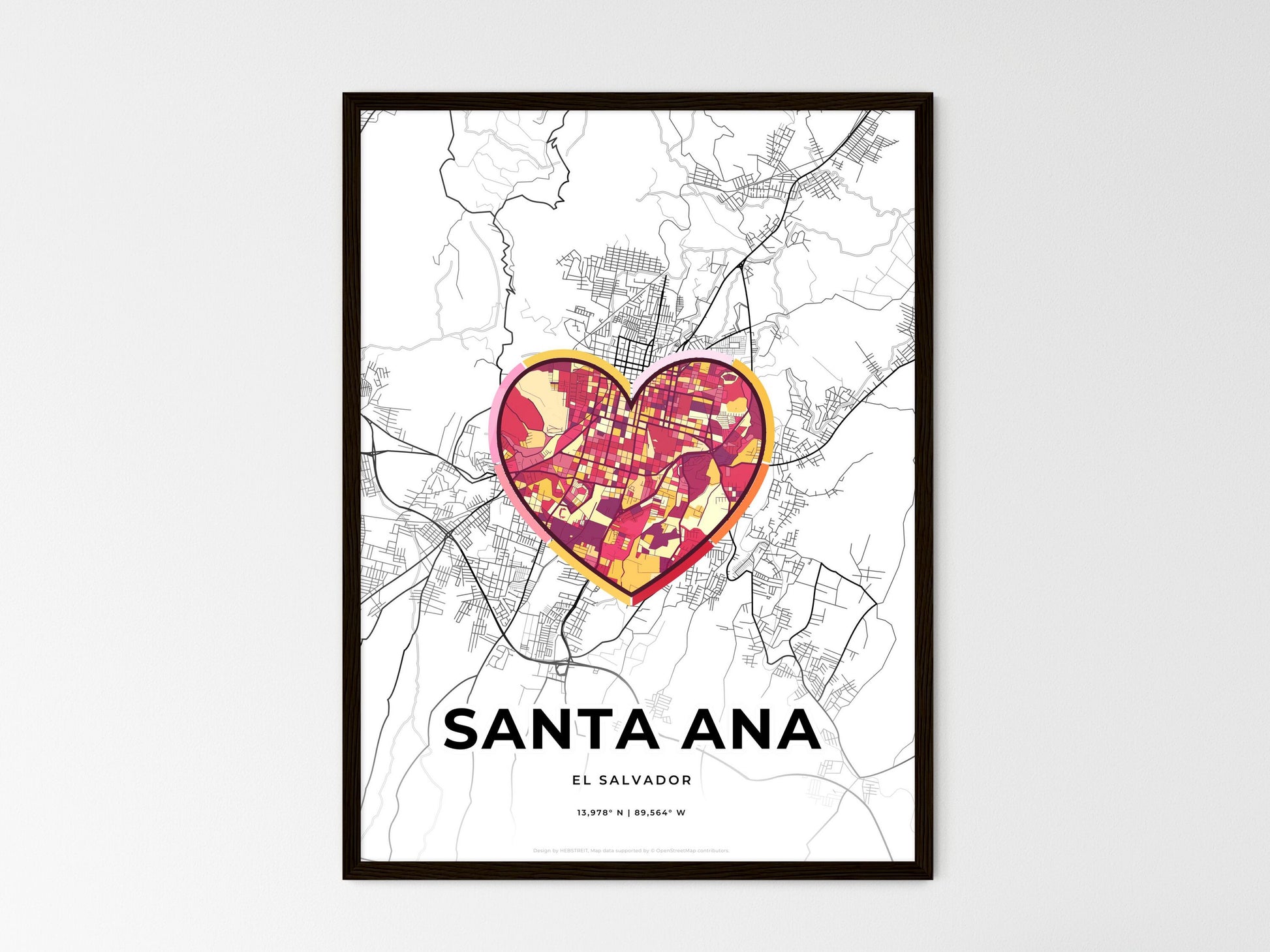 SANTA ANA EL SALVADOR minimal art map with a colorful icon. Style 2