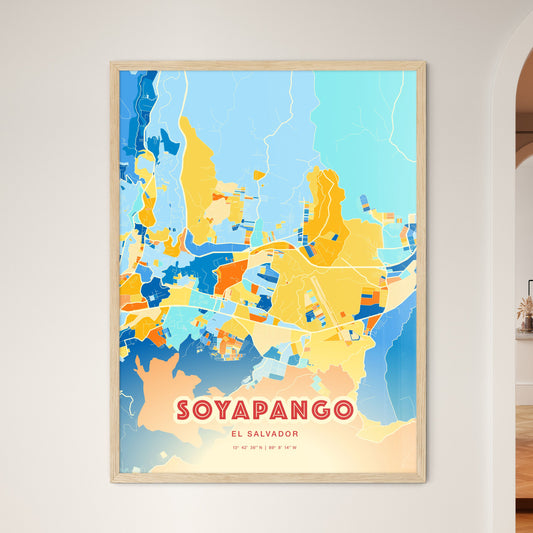 Colorful SOYAPANGO EL SALVADOR Fine Art Map Blue Orange