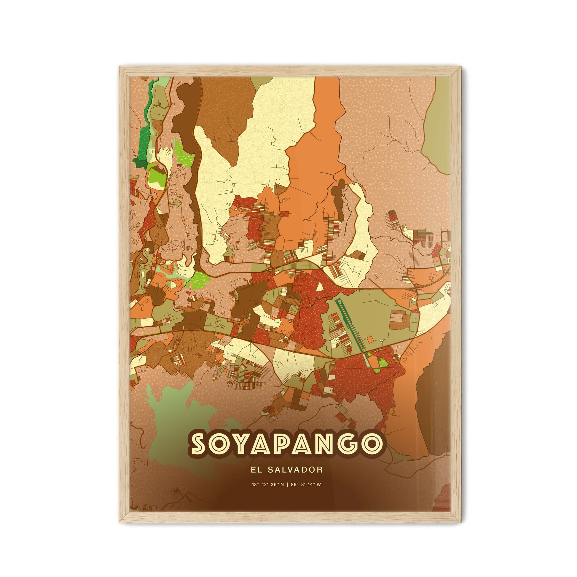 Colorful SOYAPANGO EL SALVADOR Fine Art Map Farmhouse