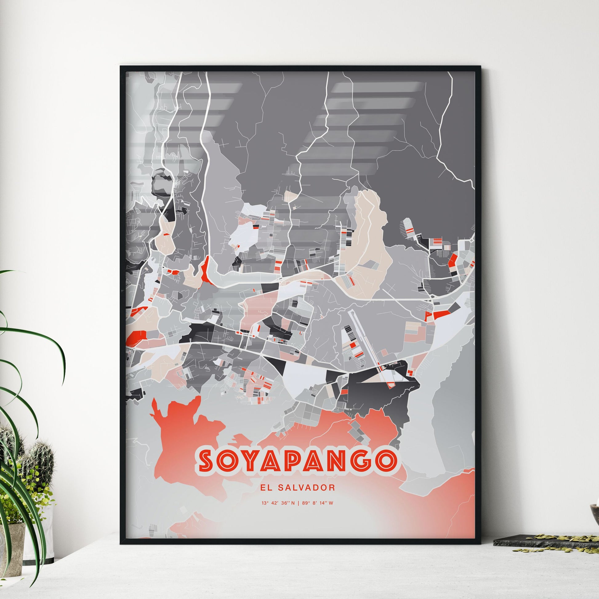 Colorful SOYAPANGO EL SALVADOR Fine Art Map Modern