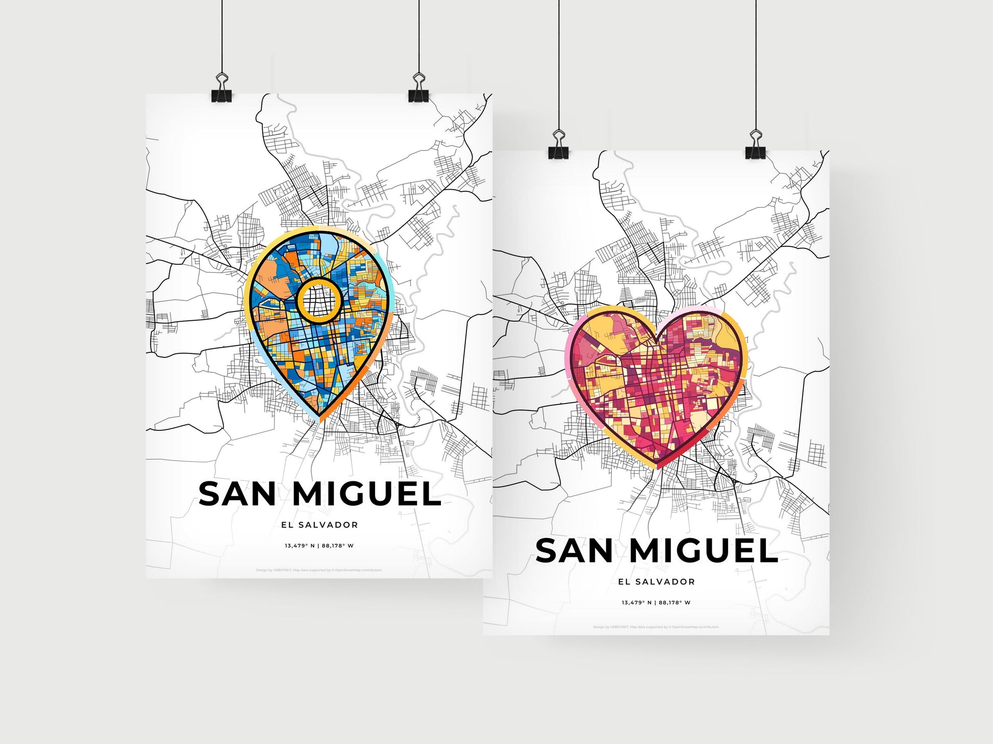 SAN MIGUEL EL SALVADOR minimal art map with a colorful icon.