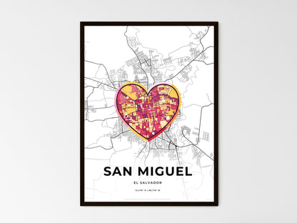 SAN MIGUEL EL SALVADOR minimal art map with a colorful icon. Style 2