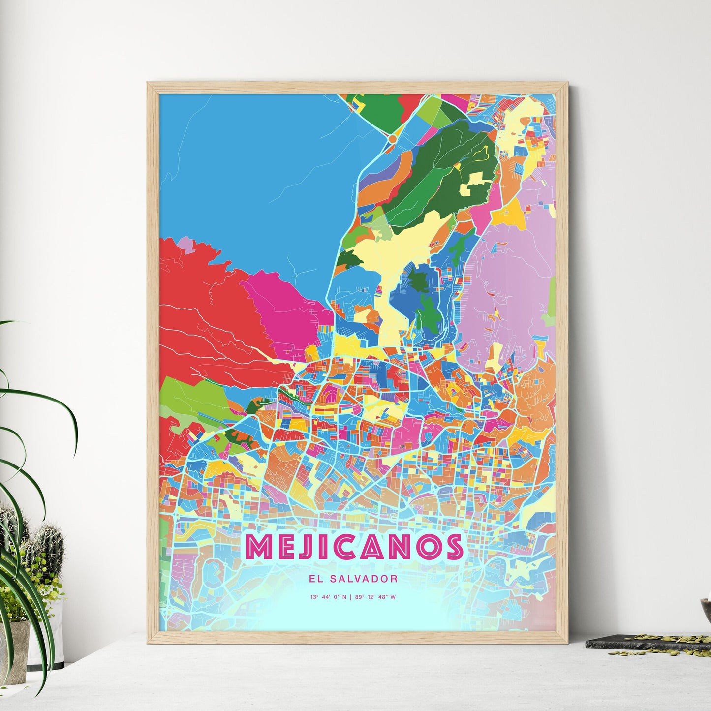 Colorful MEJICANOS EL SALVADOR Fine Art Map Crazy Colors