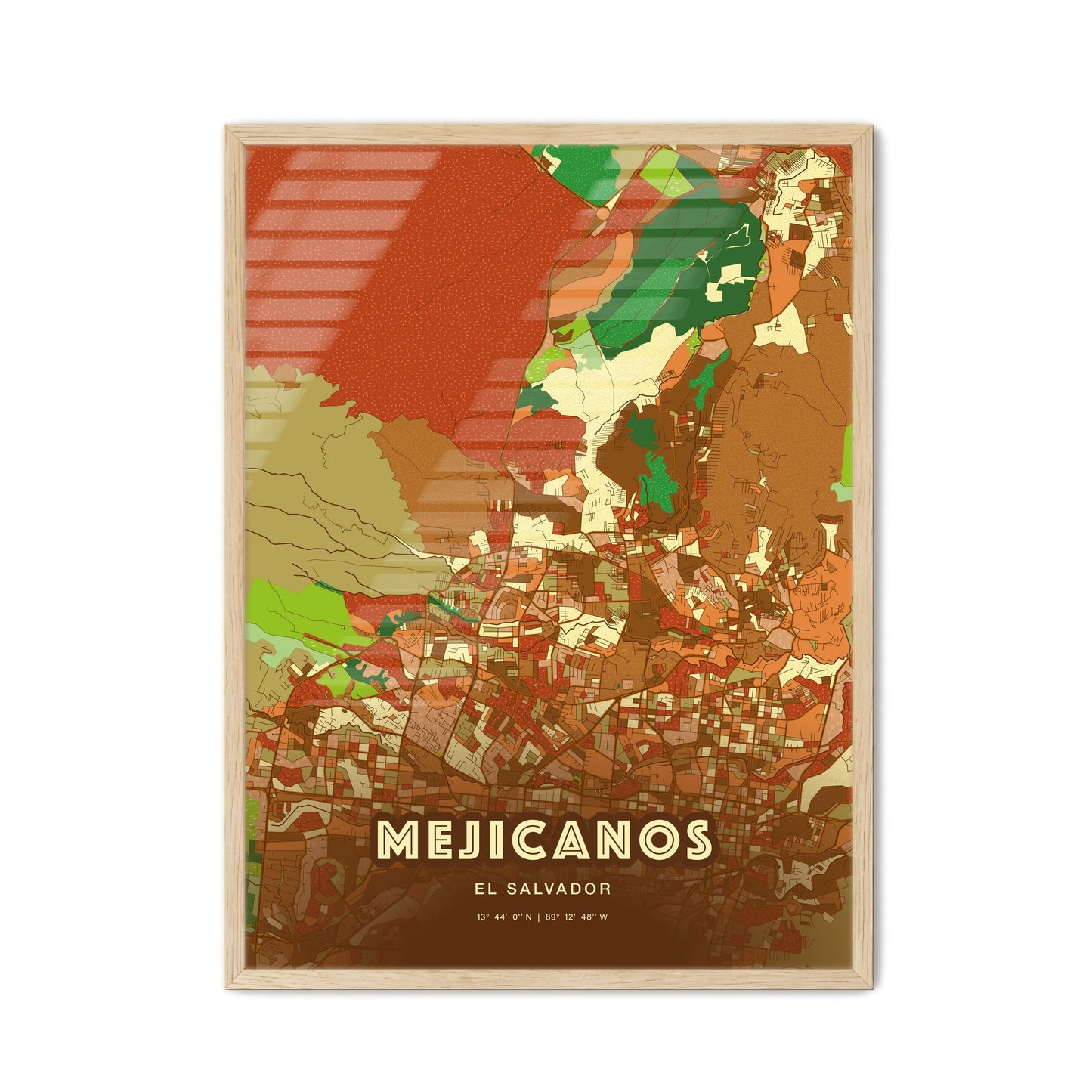 Colorful MEJICANOS EL SALVADOR Fine Art Map Farmhouse